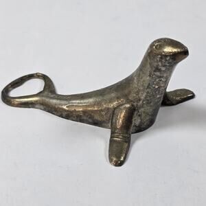 Seal Beer Bottle Pop-Off & Twist-Off Cap Opener Vintage Sivertone Metal Metal 5"